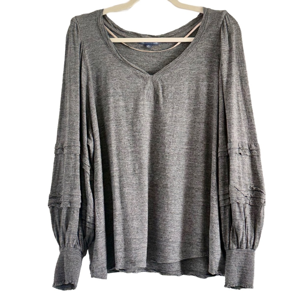 🌼 Democracy Charcoal Long Sleeve V-Neck Top